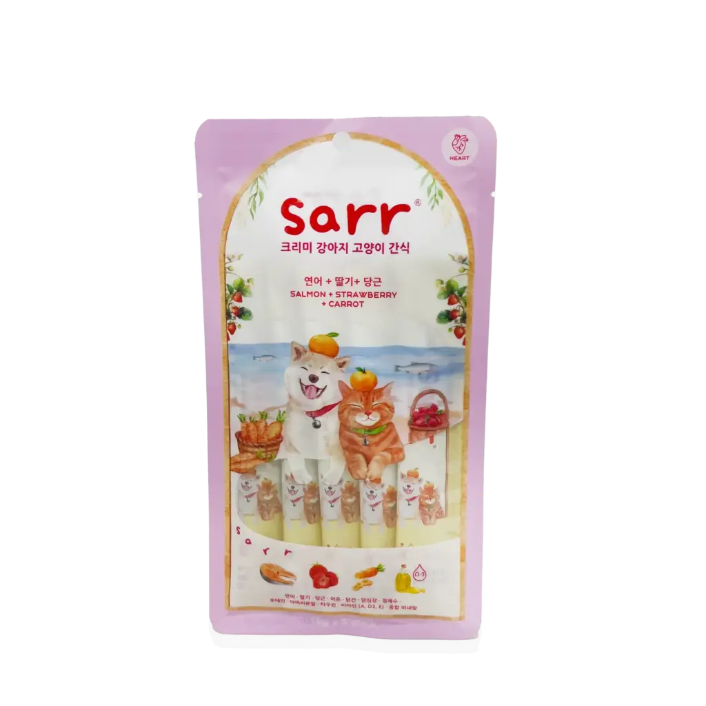 SARR｜北歐天然魚油肉泥條 – 三文魚+士多啤梨+紅蘿蔔  6 包裝