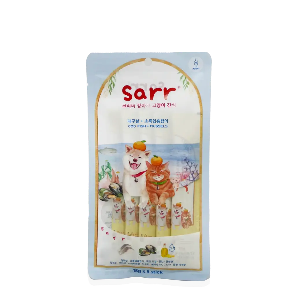 SARR｜北歐天然魚油肉泥條 – 鱈魚+青口+鯊魚軟骨素  6 包裝