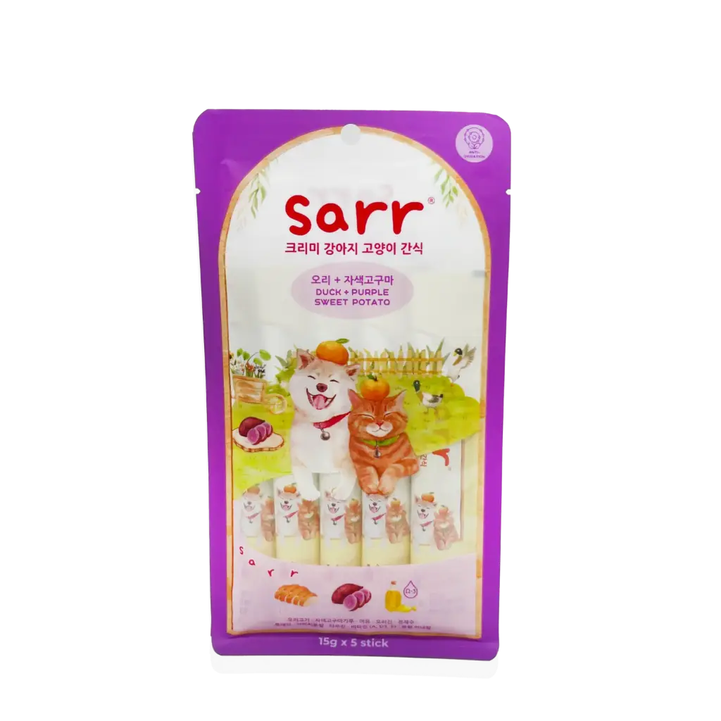 SARR｜北歐天然魚油肉泥條 – 鴨肉+紫薯  6 包裝